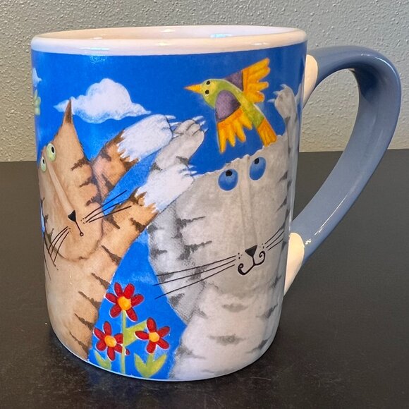 GIBSON Whimsical Artwork by Debi Hron of Cats, Birds & Flowers Ceramic Mug - Picture 5 of 13